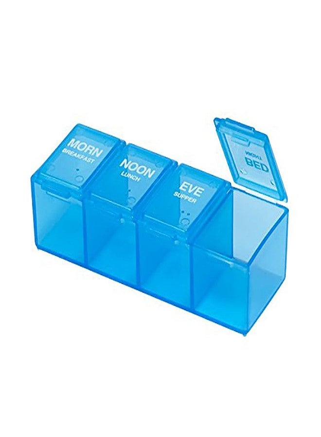 إيزي دوز علبة حبوب يومية سهلة الاستخدام، منظم أدوية، علبة تنظيم فيتامينات، 4 أقسام مُصنّفة، 4 مرات في اليوم، قد يختلف اللون، خالية من مادة BPA - Image 1